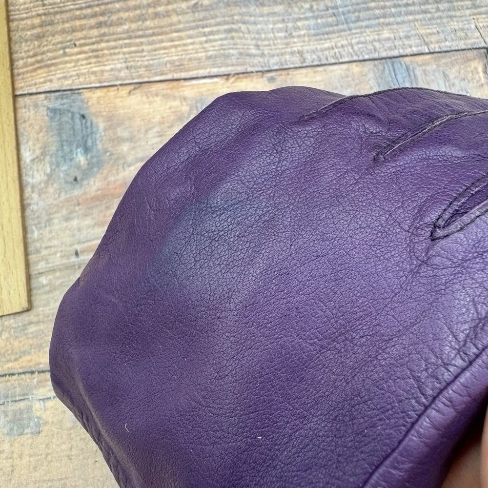 Aris Lambskin Leather Purple Driving Gloves Women Size 7 Lined Vintage MCM